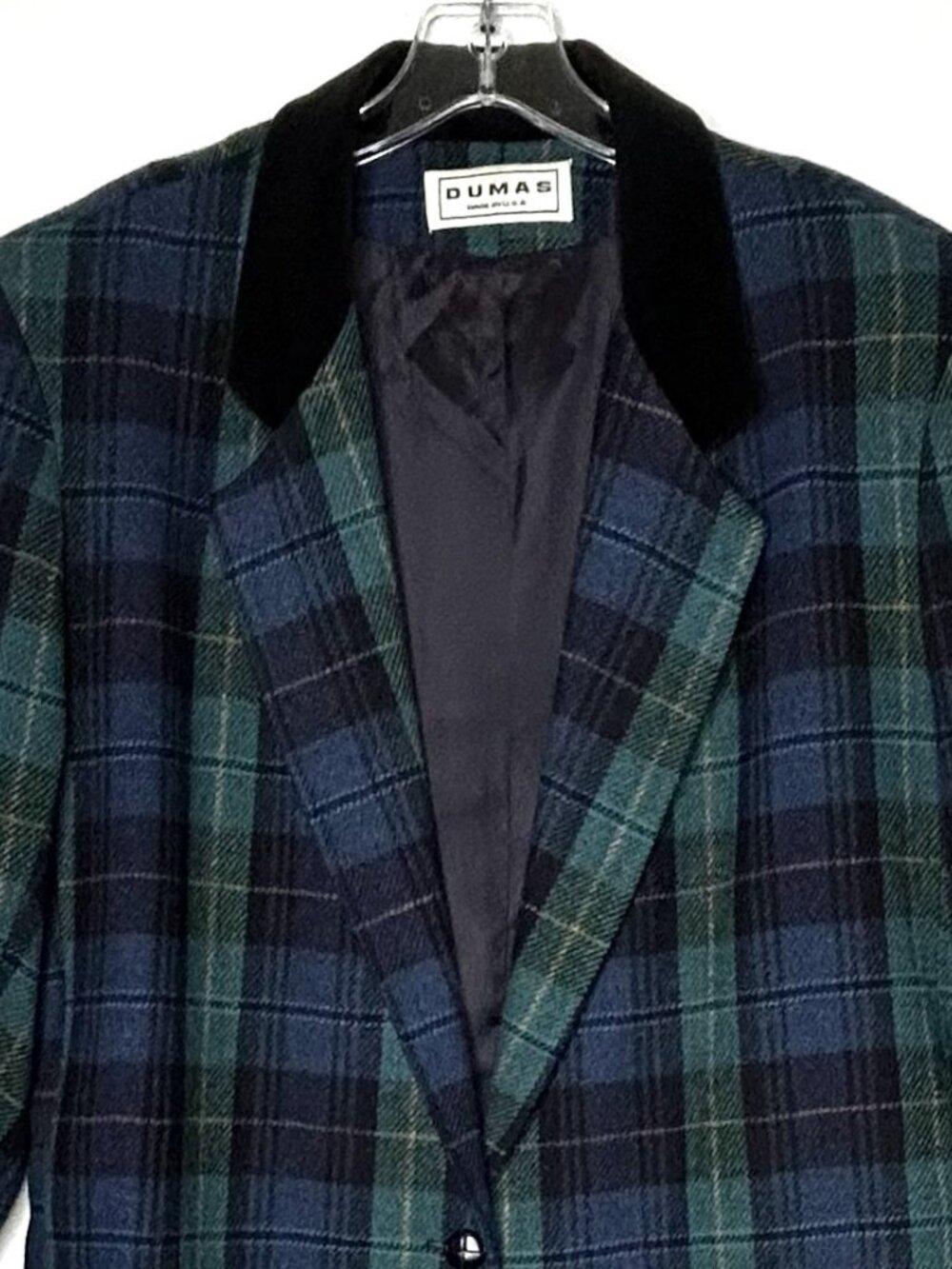 Vintage Dumas Women’s Blazer XL Blue and Green Plaid Wool-Touch Made in USA - Picture 2 of 10
